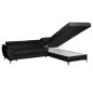 Canapé d'angle convertible en cuir italien de luxe 5/6 places FINLANDE avec coffre, noir, angle droit