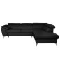 Canapé d'angle convertible en cuir italien de luxe 5/6 places FINLANDE avec coffre, noir, angle droit