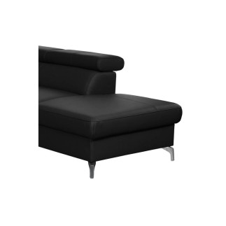 Canapé d'angle convertible en cuir italien de luxe 5/6 places FINLANDE avec coffre, noir, angle droit