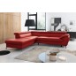 Canapé d'angle convertible en cuir italien de luxe 5/6 places FINLANDE avec coffre, rouge foncé, angle gauche