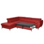 Canapé d'angle convertible en cuir italien de luxe 5/6 places FINLANDE avec coffre, rouge foncé, angle gauche