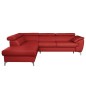 Canapé d'angle convertible en cuir italien de luxe 5/6 places FINLANDE avec coffre, rouge foncé, angle gauche