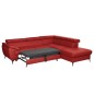 Canapé d'angle convertible en cuir italien de luxe 5/6 places FINLANDE avec coffre, rouge foncé, angle droit