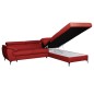 Canapé d'angle convertible en cuir italien de luxe 5/6 places FINLANDE avec coffre, rouge foncé, angle droit