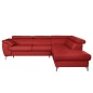 Canapé d'angle convertible en cuir italien de luxe 5/6 places FINLANDE avec coffre, rouge foncé, angle droit
