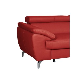 Canapé d'angle convertible en cuir italien de luxe 5/6 places FINLANDE avec coffre, rouge foncé, angle droit