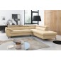 Canapé d'angle convertible en cuir italien de luxe 5/6 places FINLANDE avec coffre, beige, angle droit