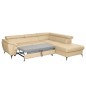 Canapé d'angle convertible en cuir italien de luxe 5/6 places FINLANDE avec coffre, beige, angle droit