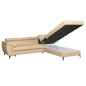 Canapé d'angle convertible en cuir italien de luxe 5/6 places FINLANDE avec coffre, beige, angle droit