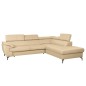 Canapé d'angle convertible en cuir italien de luxe 5/6 places FINLANDE avec coffre, beige, angle droit