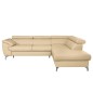 Canapé d'angle convertible en cuir italien de luxe 5/6 places FINLANDE avec coffre, beige, angle droit