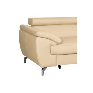 Canapé d'angle convertible en cuir italien de luxe 5/6 places FINLANDE avec coffre, beige, angle droit
