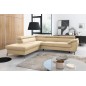 - Canapé d'angle convertible en cuir italien de luxe 5/6 places FINLANDE avec coffre, beige, angle gauche