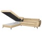 - Canapé d'angle convertible en cuir italien de luxe 5/6 places FINLANDE avec coffre, beige, angle gauche