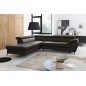 - Canapé d'angle convertible en cuir italien de luxe 5/6 places FINLANDE avec coffre, chocolat, angle gauche