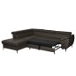 - Canapé d'angle convertible en cuir italien de luxe 5/6 places FINLANDE avec coffre, chocolat, angle gauche