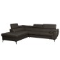 - Canapé d'angle convertible en cuir italien de luxe 5/6 places FINLANDE avec coffre, chocolat, angle gauche