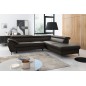 Canapé d'angle convertible en cuir italien de luxe 5/6 places FINLANDE avec coffre, chocolat, angle droit