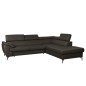 Canapé d'angle convertible en cuir italien de luxe 5/6 places FINLANDE avec coffre, chocolat, angle droit