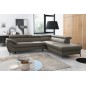 Canapé d'angle convertible en cuir italien de luxe 5/6 places FINLANDE avec coffre, taupe, angle droit