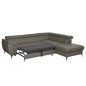 Canapé d'angle convertible en cuir italien de luxe 5/6 places FINLANDE avec coffre, taupe, angle droit