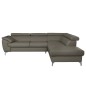 Canapé d'angle convertible en cuir italien de luxe 5/6 places FINLANDE avec coffre, taupe, angle droit