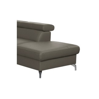 Canapé d'angle convertible en cuir italien de luxe 5/6 places FINLANDE avec coffre, taupe, angle droit