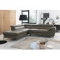 Canapé d'angle convertible en cuir italien de luxe 5/6 places FINLANDE avec coffre, taupe, angle gauche