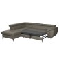Canapé d'angle convertible en cuir italien de luxe 5/6 places FINLANDE avec coffre, taupe, angle gauche