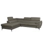 Canapé d'angle convertible en cuir italien de luxe 5/6 places FINLANDE avec coffre, taupe, angle gauche