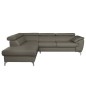 Canapé d'angle convertible en cuir italien de luxe 5/6 places FINLANDE avec coffre, taupe, angle gauche