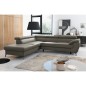 Canapé d'angle convertible en cuir italien de luxe 5/6 places FINLANDE avec coffre, taupe, angle gauche