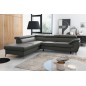 Canapé d'angle convertible en cuir italien de luxe 5/6 places FINLANDE avec coffre, gris foncé, angle gauche