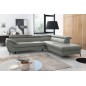 Canapé d'angle convertible en cuir italien de luxe 5/6 places FINLANDE avec coffre, gris clair, angle droit