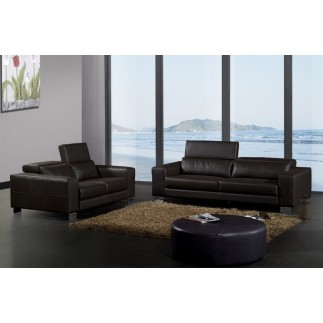 Canapé BOSTON 2 places en cuir luxe italien vachette, chocolat