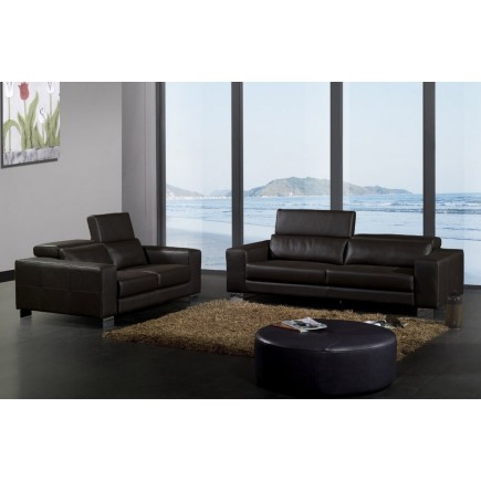 Canapé BOSTON 2 places en cuir luxe italien vachette, chocolat
