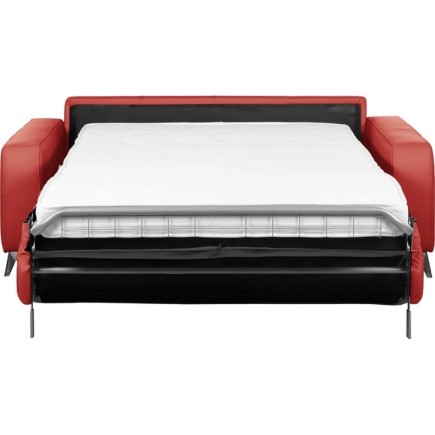 Canapé 3 places convertible en cuir italien de luxe ALVINE, rouge, Rouge foncé