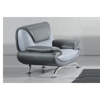 Fauteuil 1 place en cuir italien SICILIA, gris clair et gris foncé