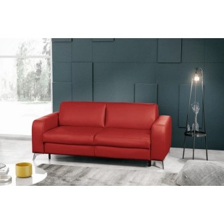 Canapé 3 places convertible en cuir italien de luxe ALVINE, rouge