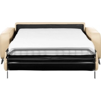 Canapé 3 places convertible en cuir italien de luxe ALVINE, beige