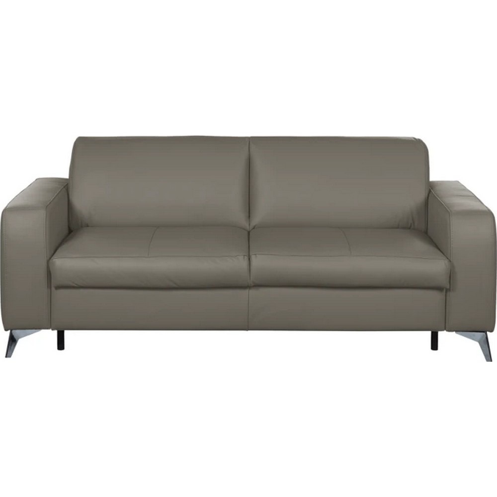 Canapé 3 places convertible en cuir italien de luxe ALVINE, couleur taupe
