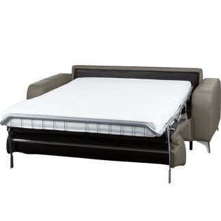 Canapé 3 places convertible en cuir italien de luxe ALVINE, couleur taupe