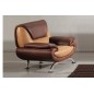 Fauteuil 1 place en cuir italien SICILIA, beige et chocolat