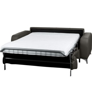 Canapé 3 places convertible en cuir italien de luxe ALVINE, gris foncé