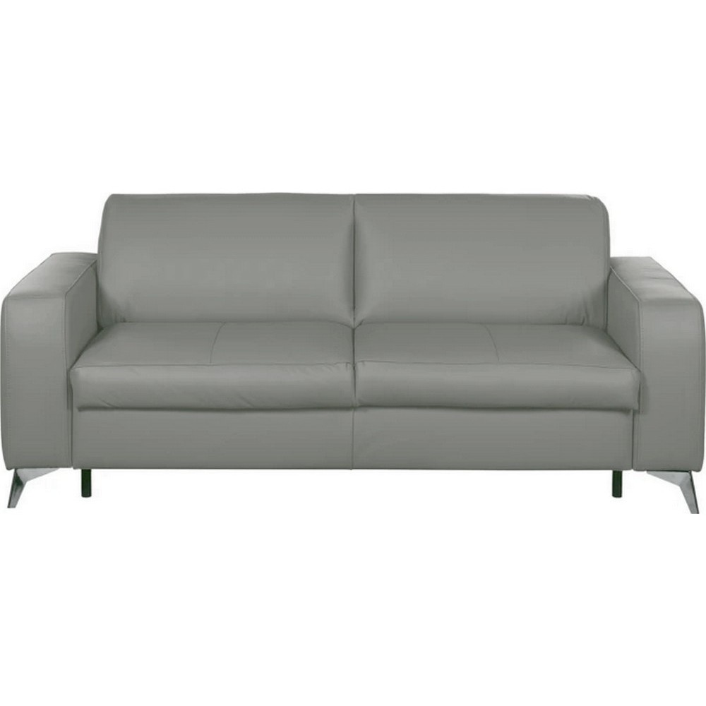 Canapé 3 places convertible en cuir italien de luxe ALVINE, gris clair