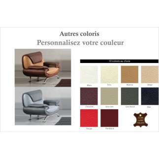 Fauteuil 1 place en cuir italien SICILIA, couleurs personnalisées