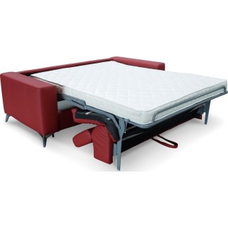 Canapé 3 places convertible en cuir italien de luxe MOVIDA, rouge foncé