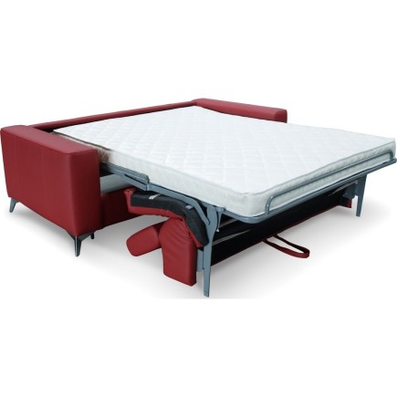 Canapé 3 places convertible en cuir italien de luxe MOVIDA, rouge foncé