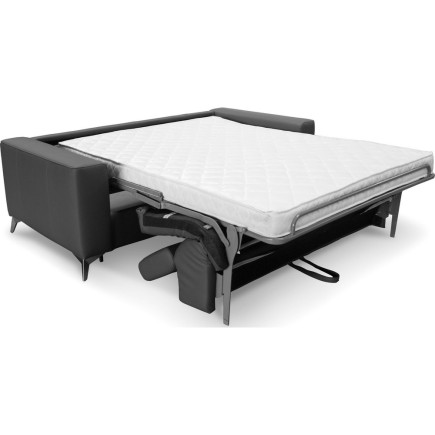 Canapé 3 places convertible en cuir italien de luxe MOVIDA, gris foncé