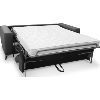 Canapé 3 places convertible en cuir italien de luxe MOVIDA, gris foncé